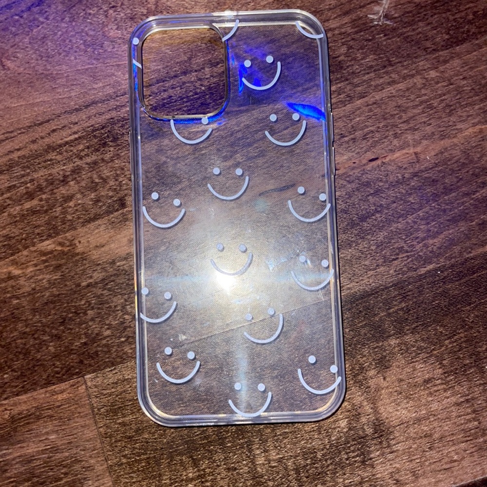 Iphone 12 pro max phone case (white smiley faces)